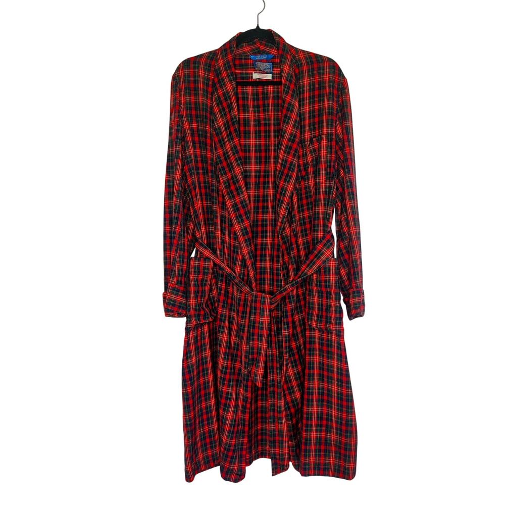 Vtg Sir Pendleton Virgin Wool Authentic Christie Tartan Plaid Robe Medium *Holes